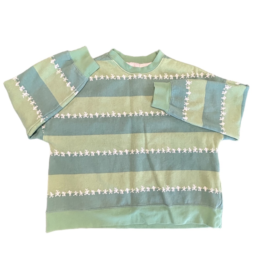 Disneyland resort Mickey and friends green striped logo cropped sweatshirt XS - Picture 3 of 6